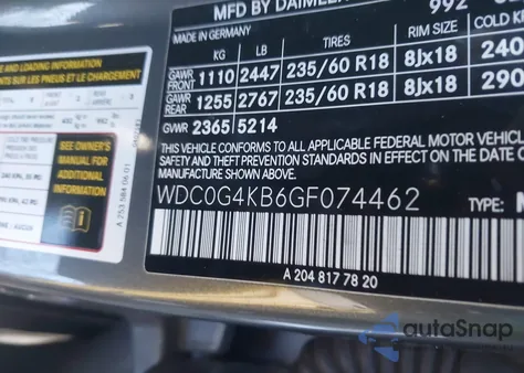 2016 Mercedes-Benz Glc 300 4Matic z USA, uszkodzony, nr VIN WDC0G4KB6GF074462